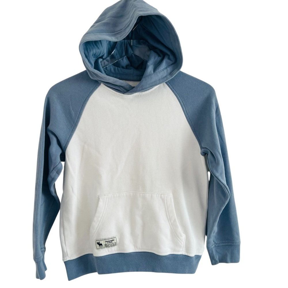Abercrombie & Fitch White and Blue Long Sleeve Sweatshirt